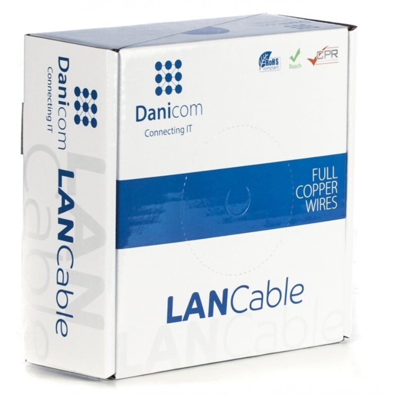 DANICOM CAT5E UTP 50m kabel op rol soepel –  PVC (Fca)