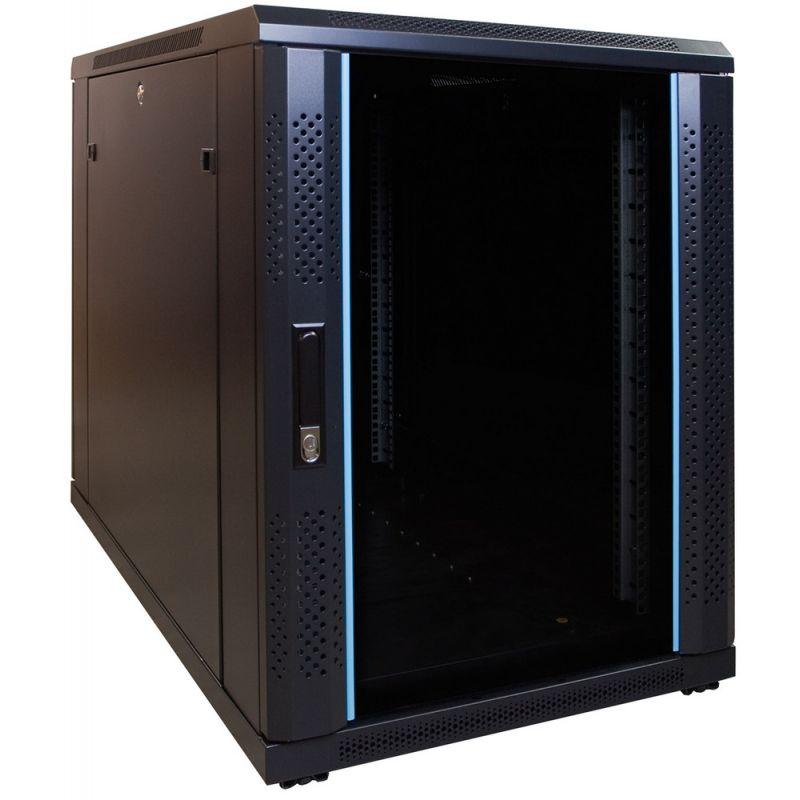 15U mini serverkast met glazen deur 600x1000x770mm (BxDxH)