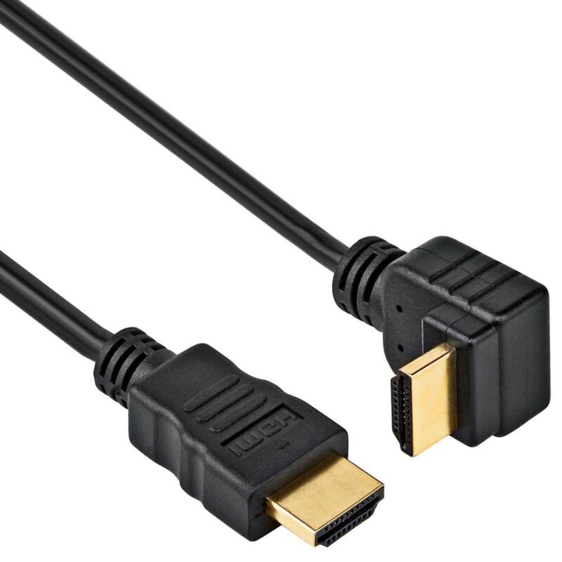 HDMI kabel – Haaks naar beneden – 10.2 Gbps – 4K@30 Hz – Male to Male – 0,5 Meter – Zwart – Allteq