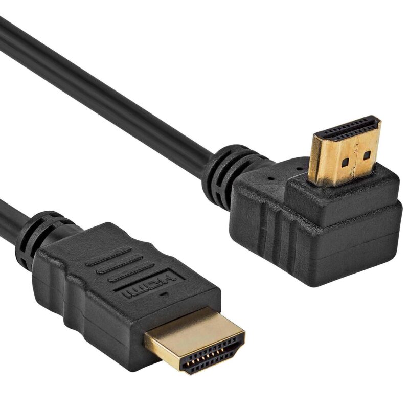 HDMI kabel – Haaks naar boven – 10.2 Gbps – 4K@30 Hz – Male to Male – 7,5 Meter – Zwart – Allteq
