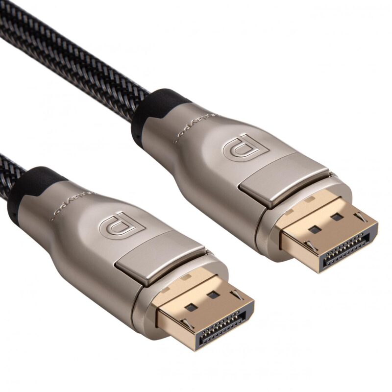 DisplayPort kabel 1.4 – 8K@60Hz – 4K@120Hz – 32.4GBps – Nylon gevlochten mantel – Zwart – 2 meter – Allteq