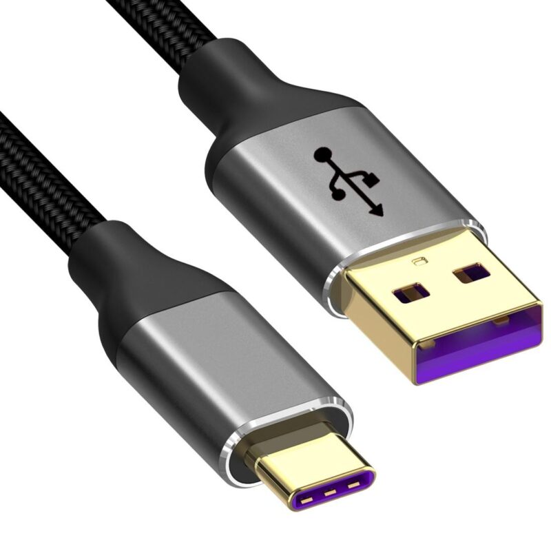 USB C kabel – 3.1 – SuperSpeed – 5 Gb/s snelheid – Nylon mantel – Grijs – 0.5 meter – Allteq