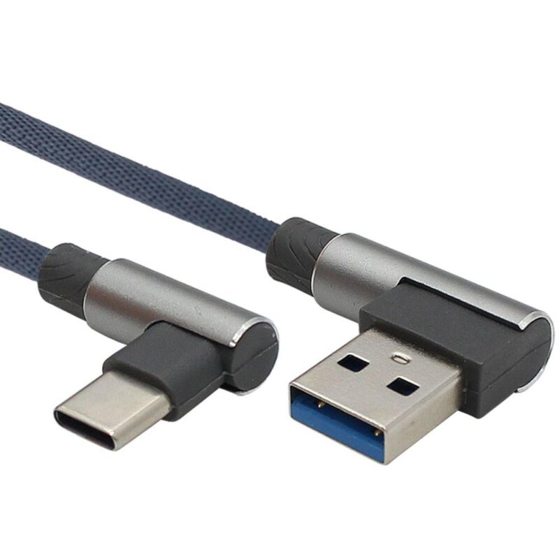 USB C laadkabel – USB C naar USB A – Nylon mantel – 5 GB/s – Grijs – 2 meter – Allteq