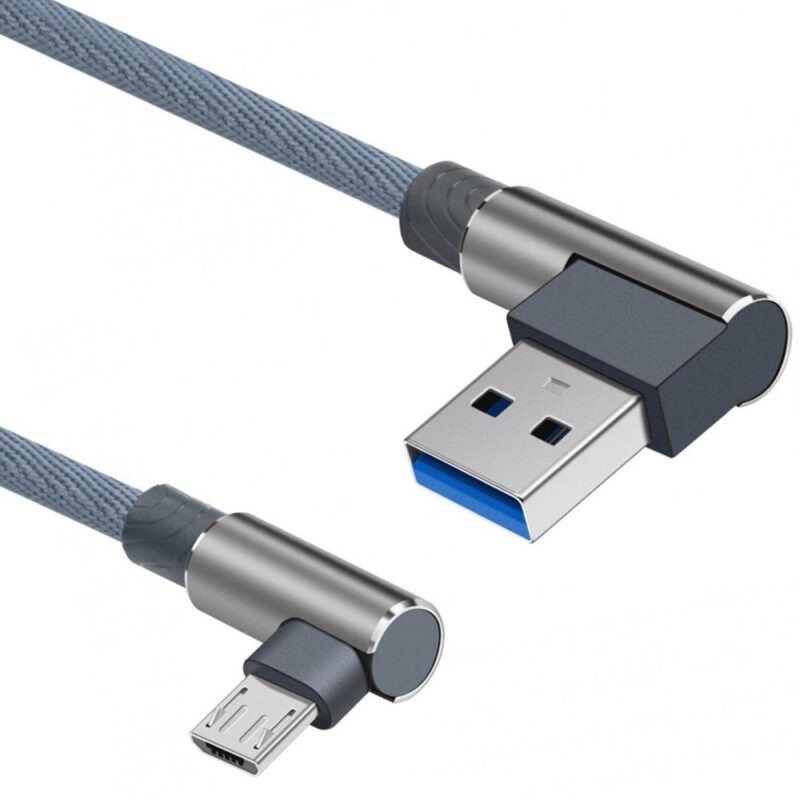 USB laadkabel – Micro USB naar USB A – Nylon mantel – 5 GB/s – Grijs – 2 meter – Allteq
