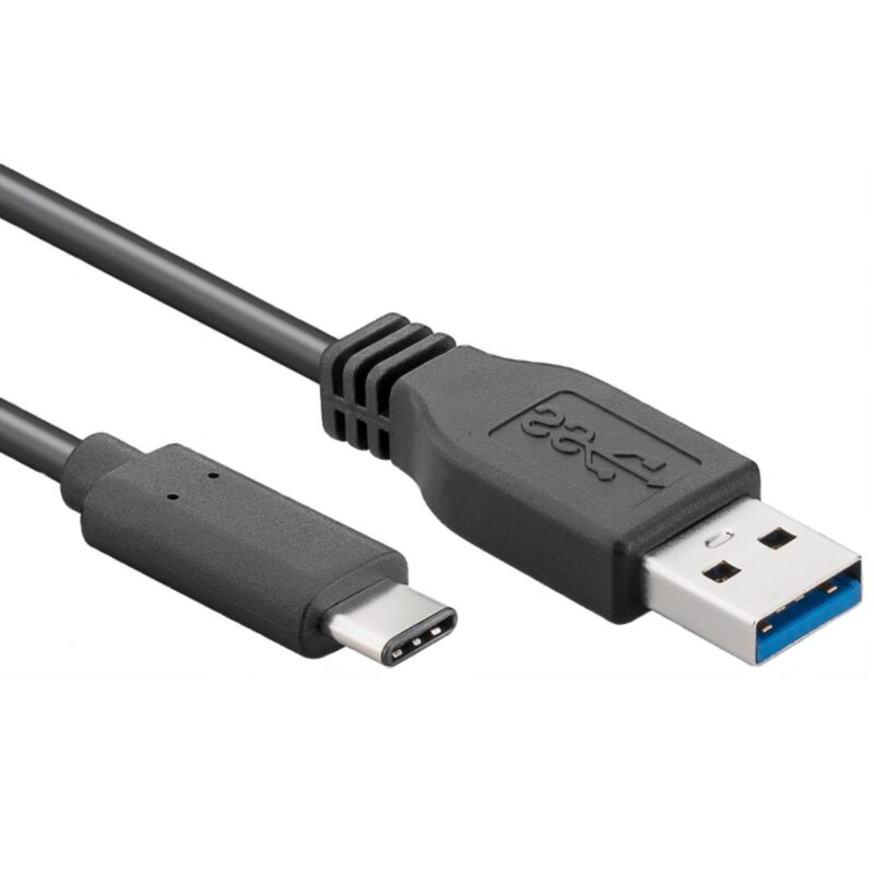 USB C kabel – USB C naar USB A – 3.1 gen 1 – 5 Gb/s overdrachtssnelheid – Zwart – 1 meter – Allteq