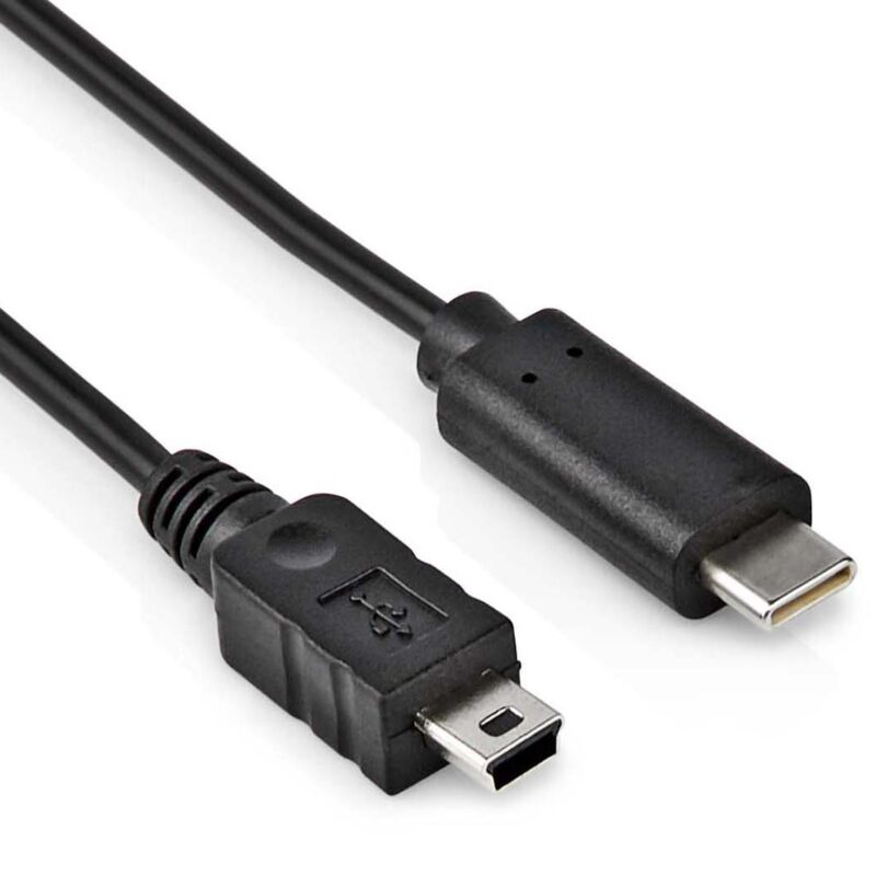 USB C naar mini USB kabel – 1 meter – Zwart – Allteq