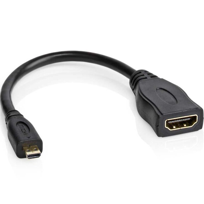 HDMI kabel – Micro HDMI type-D – 10.2 Gbps – 4K@30 Hz – Male to Female – 0.2 Meter – Zwart – Allteq