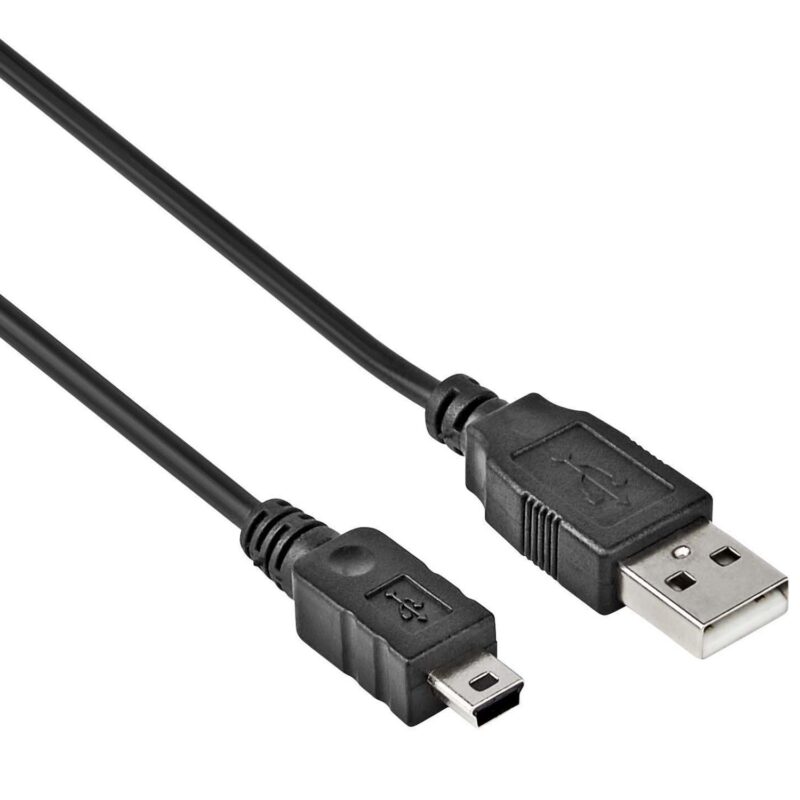 Mini USB kabel – USB A naar USB Mini – Zwart – 0.15 meter – Allteq