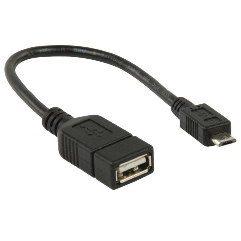 USB OTG verloopstekker 2.0 – Zwart – 0.2 meter – Allteq