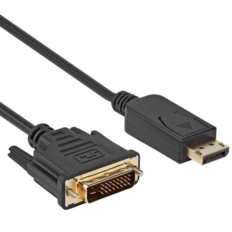 DisplayPort naar DVI kabel – 1.1 – Dual link – Verguld – 1 meter – Zwart – Allteq