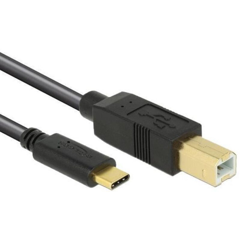 USB C printerkabel – USB C naar USB B – 2.0 HighSpeed – Max. 480 Mb/s – Zwart – 0.5 meter – Allteq