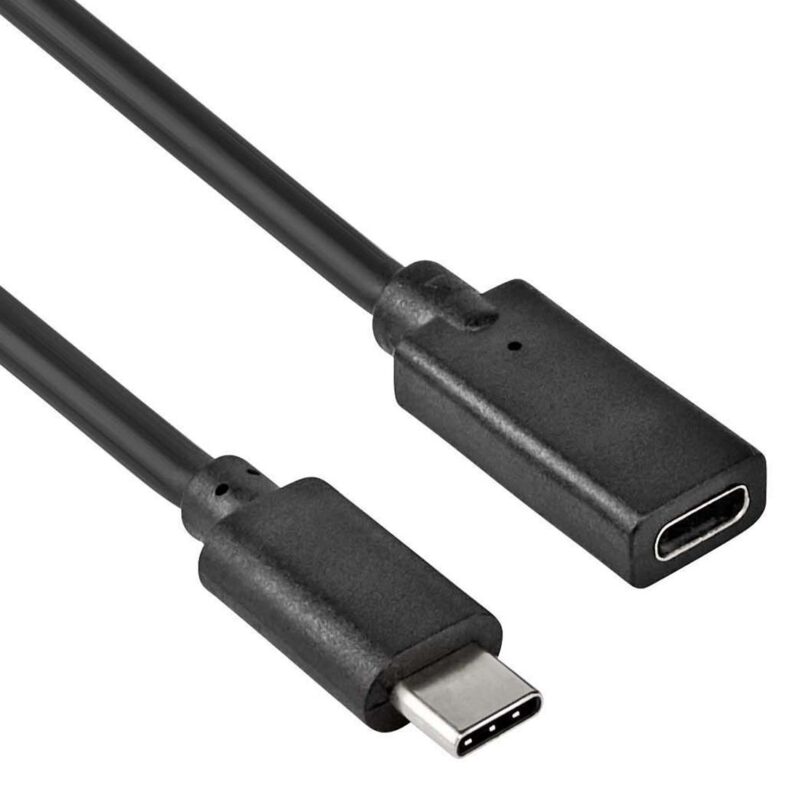 USB C verlengkabel – 1 meter – Zwart – Data en charging functie – Allteq