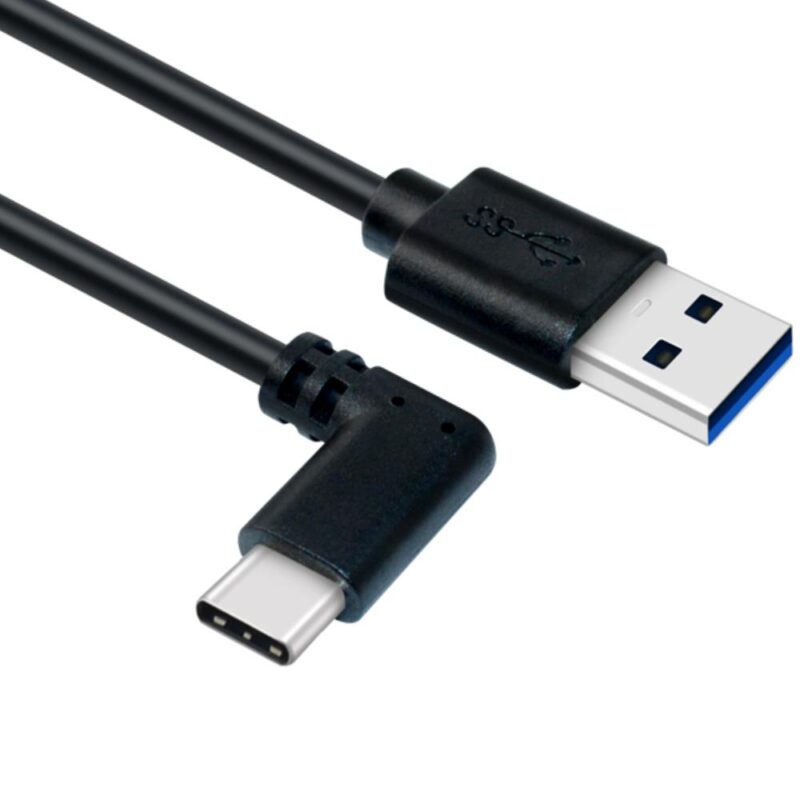 USB C kabel – C naar A – Haaks – Zwart – 1 meter – Allteq