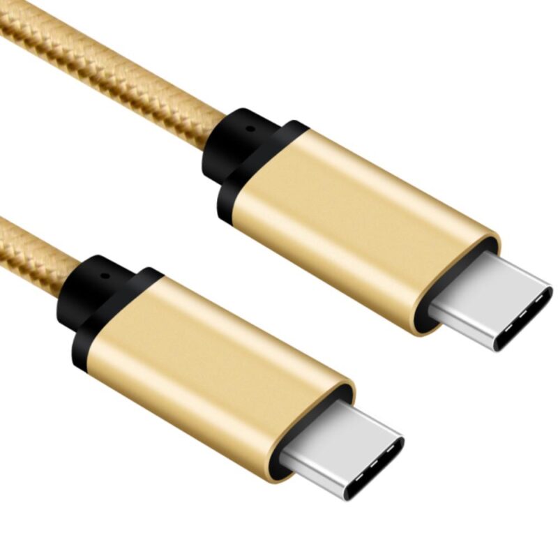 USB C kabel – 3.1 gen 1 – 5 Gb/s – Gevlochten nylon mantel – Goud – 3 meter – Allteq