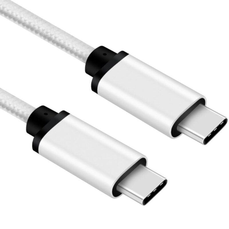 USB C kabel – 3.1 gen 1 – 5 Gb/s – Gevlochten nylon mantel – Zilver – 3 meter – Allteq