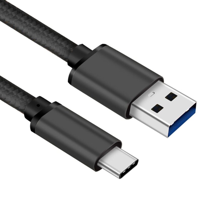 USB C kabel – C naar A – Nylon mantel – Zwart – 0.5 meter – Allteq