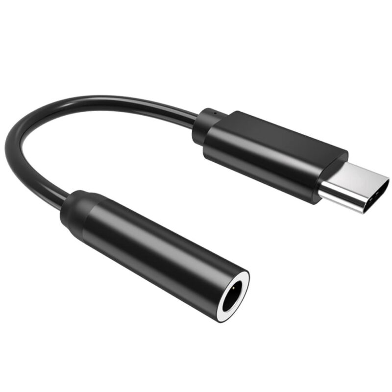 USB C naar jack – C naar 3.5mm – USB audio adapter – Jack adapter- Zwart – 0.10 meter – Allteq