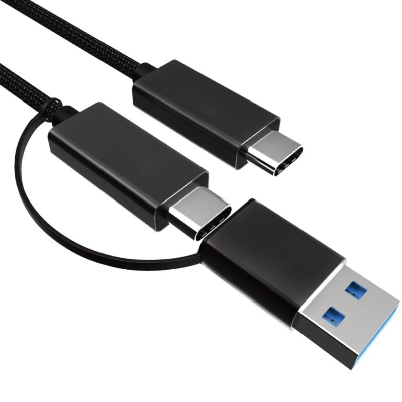 USB C kabel – Met USB C naar A adapter – USB 3.1 gen 2 – 10 Gb/s – Zwart – 1 meter – Allteq