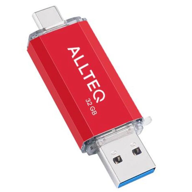 USB stick – Dual USB – USB C – 256 GB – Rood – Allteq