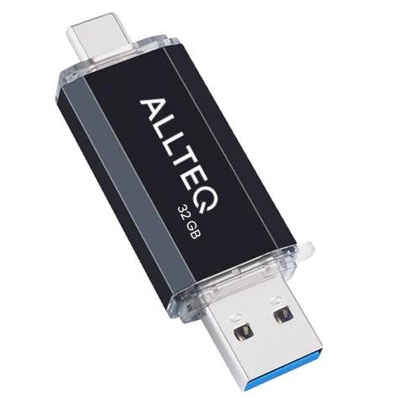 USB stick – Dual USB – USB C – 128 GB – Zwart – Allteq