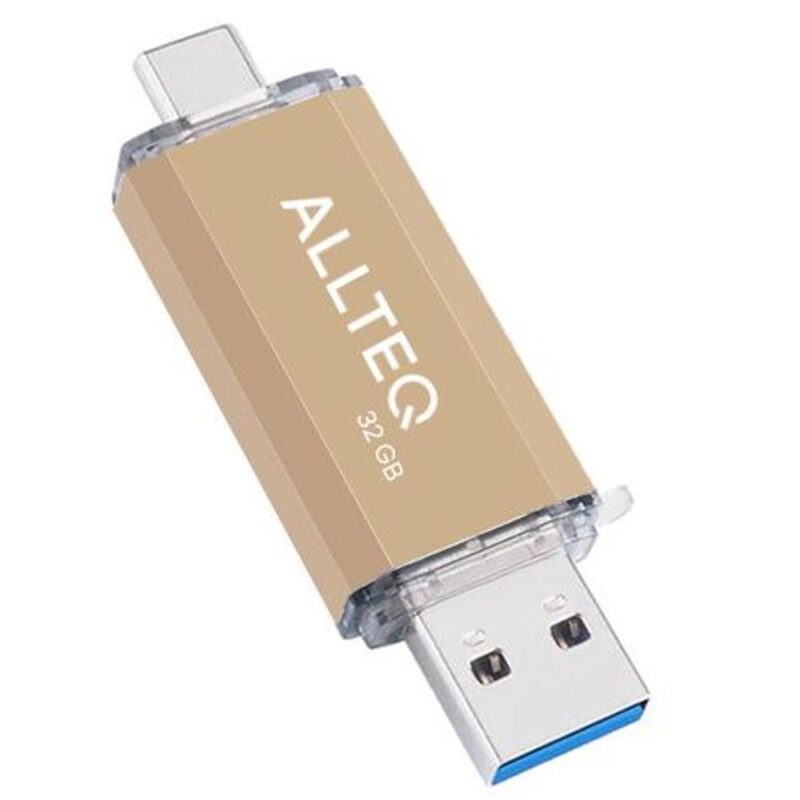USB stick – Dual USB – USB C – 128 GB – Goud – Allteq