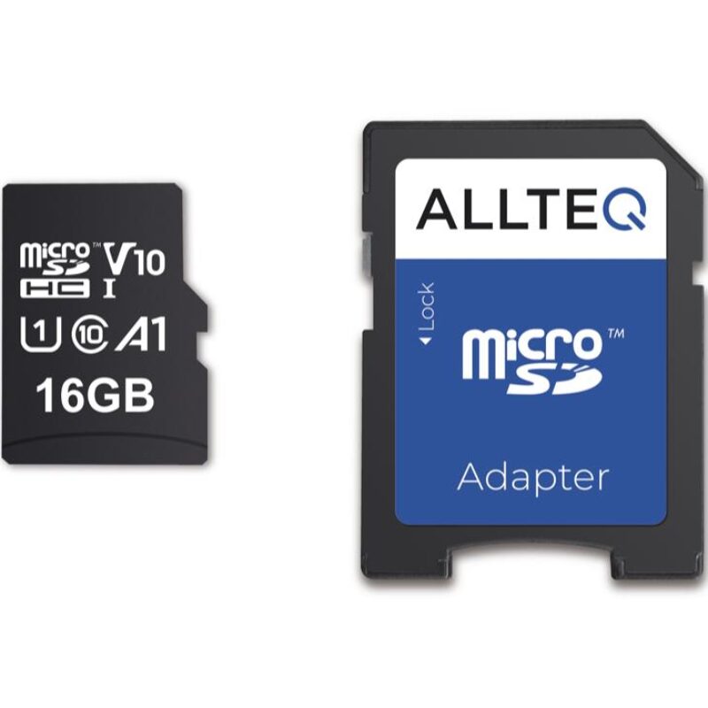Micro SD Kaart 16 GB – Geheugenkaart – SDHC – V10 – incl. SD adapter – Allteq