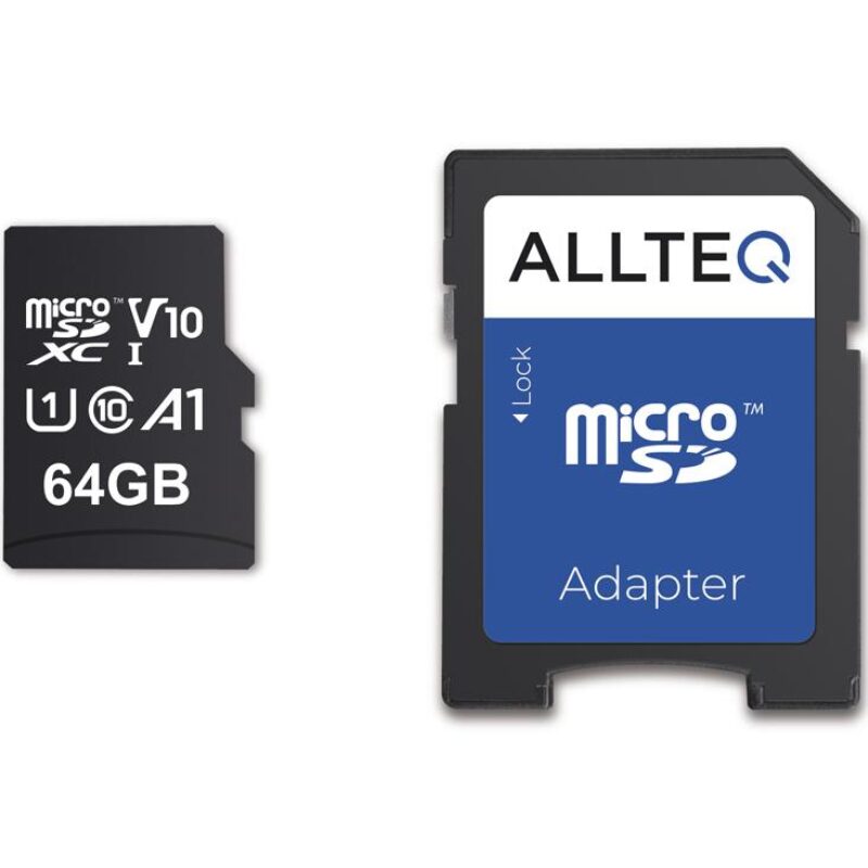Micro SD Kaart 64 GB – Geheugenkaart – SDXC – V10 – incl. SD adapter – Allteq