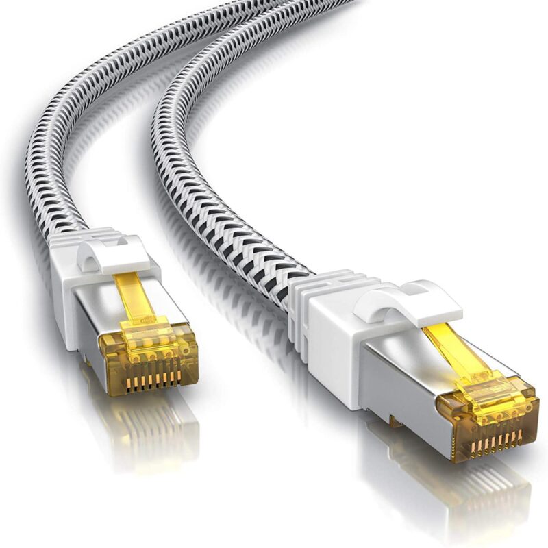 Cat 7 – F/FTP – Netwerkkabel – Afgeschermd – Nylon mantel – 10 Gbps – 0.25 meter – Wit – Allteq