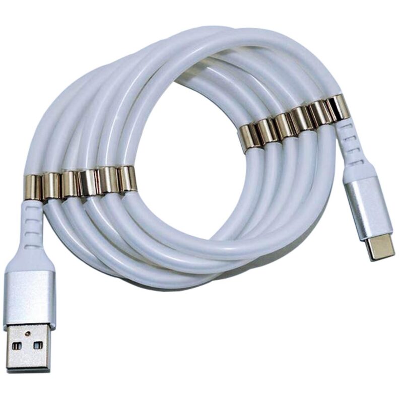 USB C kabel 2.0 – HighSpeed – 480 Mb/s – Magnetisch – Wit – 1.2 meter – Allteq