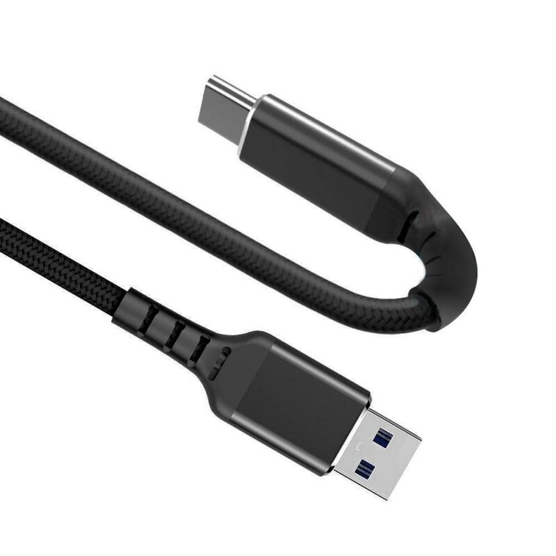 USB C kabel – 3.1 gen 1 – 5 Gb/s – Extra buigbaar – Gevlochten nylon mantel – Zwart – 2 meter – Allteq