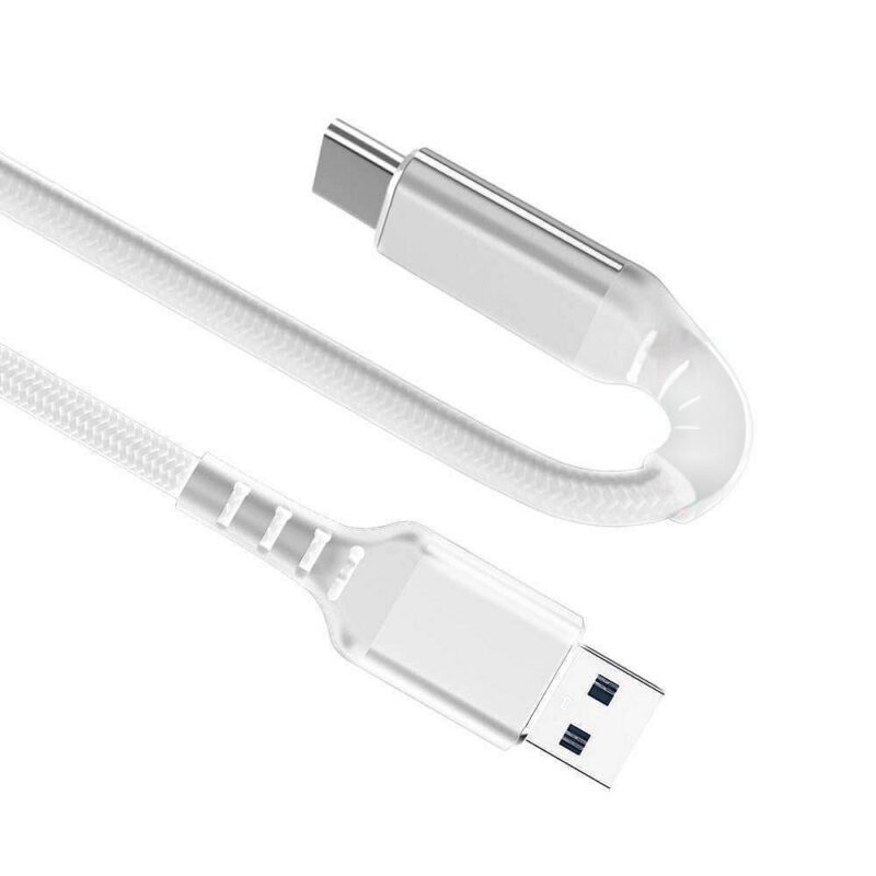 USB C kabel – 3.1 gen 1 – 5 Gb/s – Extra buigbaar – Gevlochten nylon mantel – Wit – 0.5 meter – Allteq