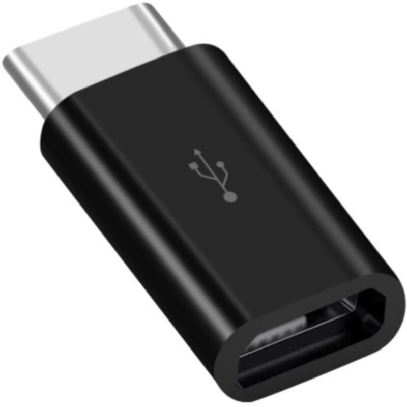 Micro USB naar USB C adapter- USB verloop – USB 2.0 – Zwart – Allteq