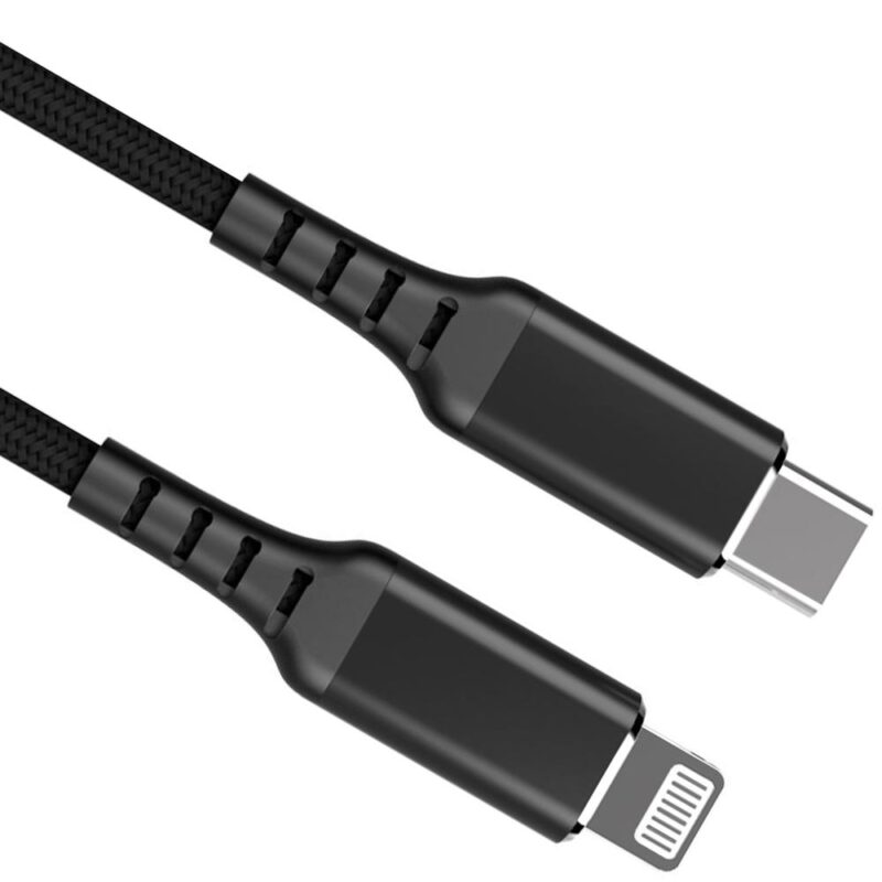 USB C naar Lightning kabel – 2.0 SuperSpeed – Nylon mantel – Zwart – 2 meter – Allteq