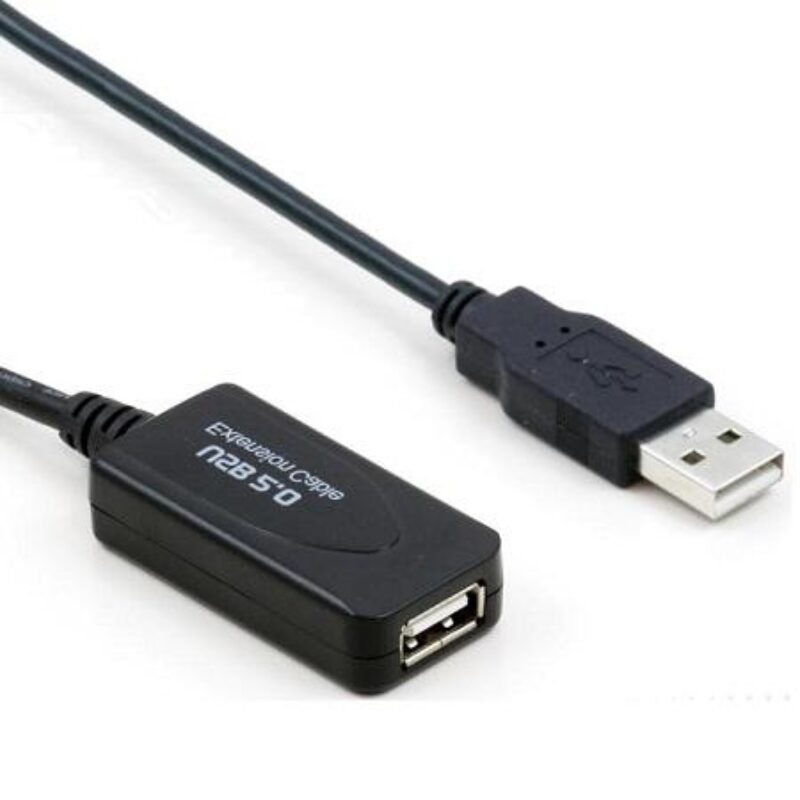 USB verlengkabel met versterker 2.0 – Zwart – 10 meter – Allteq