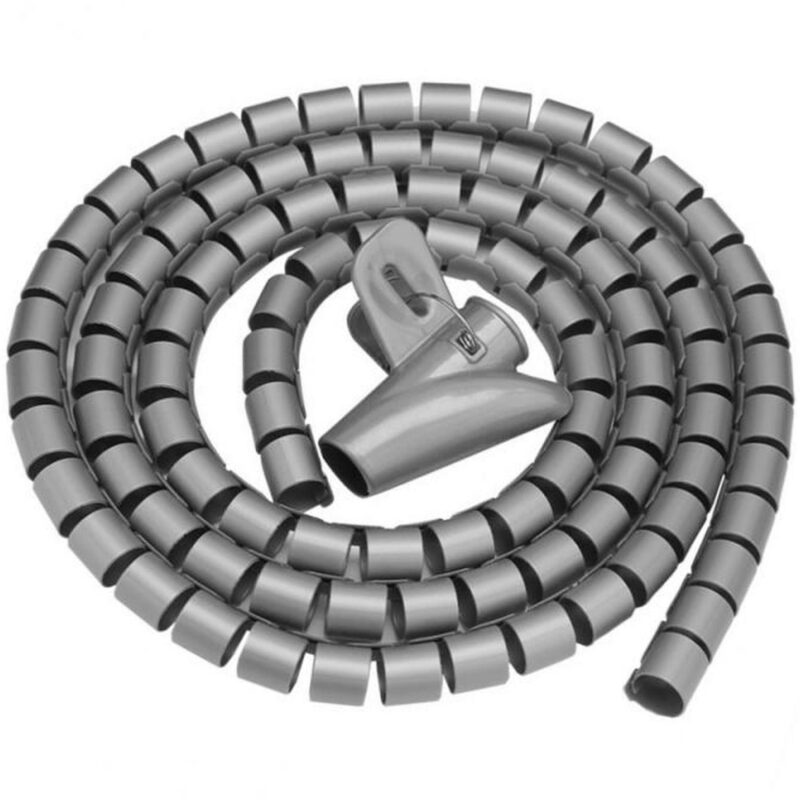Allteq – Spiraalband – Kabelslang – Met doorvoerhulp – Kabels wegwerken – 2 meter – Grijs