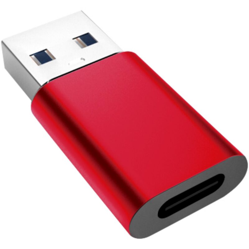 USB A naar C adapter – USB 3.1 gen 1 – Aluminium – Rood – Allteq
