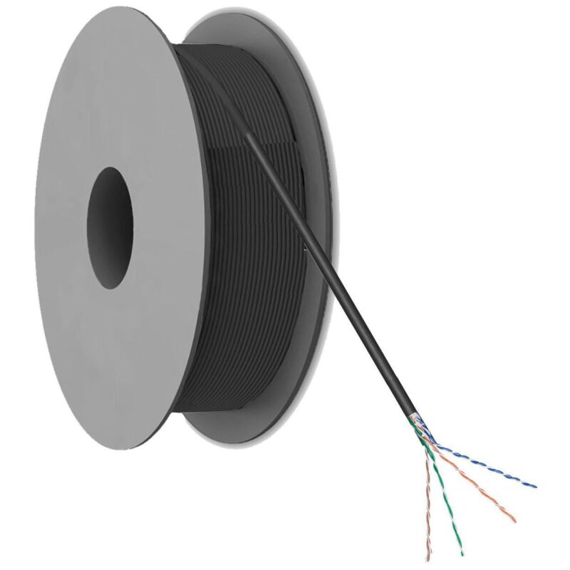 Netwerkkabel – Cat 6 – U/UTP – Flexibele kern – CCA – 6.0mm – 305 meter – PE – Op rol – Zwart – Allteq
