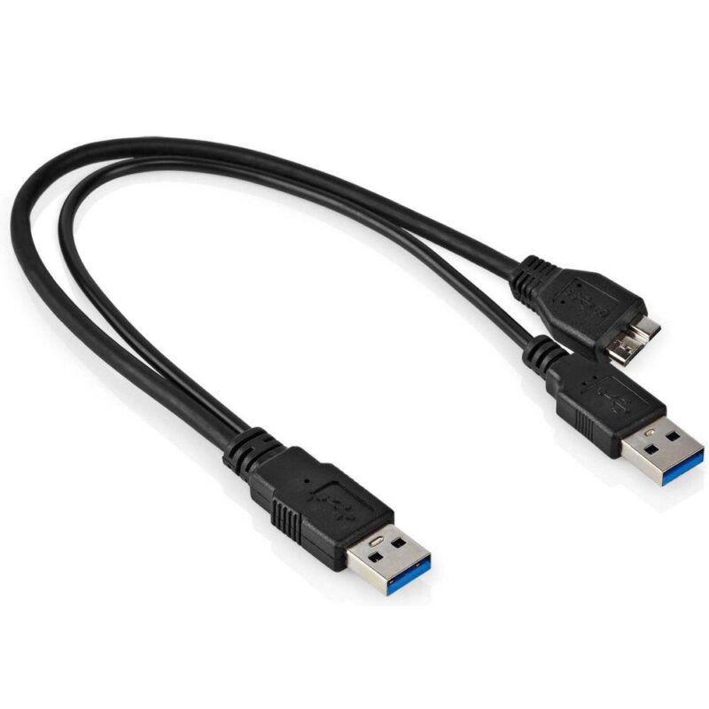 USB A naar micro B Y-kabel – Allteq