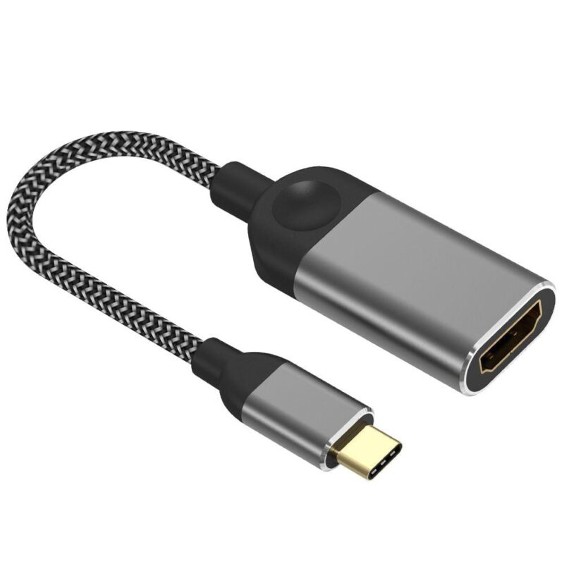 USB C naar HDMI verloopkabel | 3840 x 2160 (30Hz) | 4K | Gevlochten nylon mantel | Voor Samsung, Huawei, OnePlus, Oppo, Sony, Macbook Pro, Chromebook | Zwart | 0.15 meter | Allteq